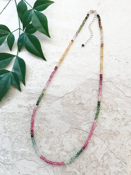 Faceted Tourmaline Beaded Necklace | Sterling Silver Clasp | Light Years