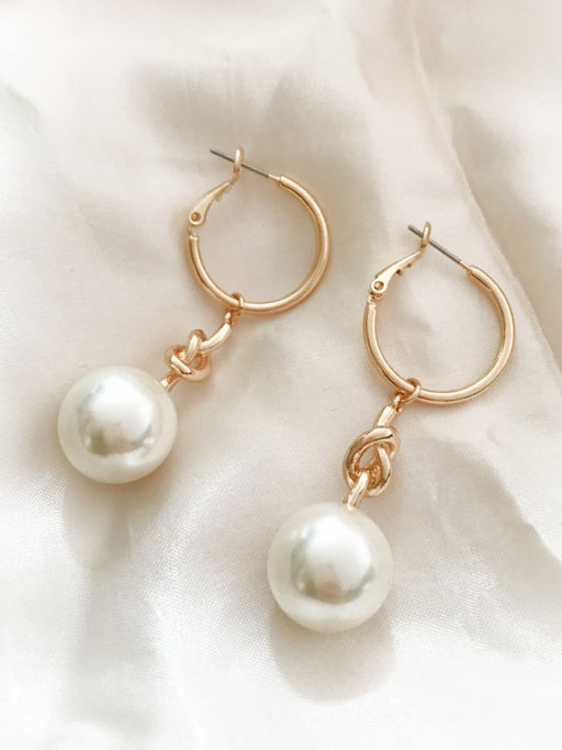 Knotted Pearl Hoops Statement Earrings | Gold Silver Dangles | Light Years
