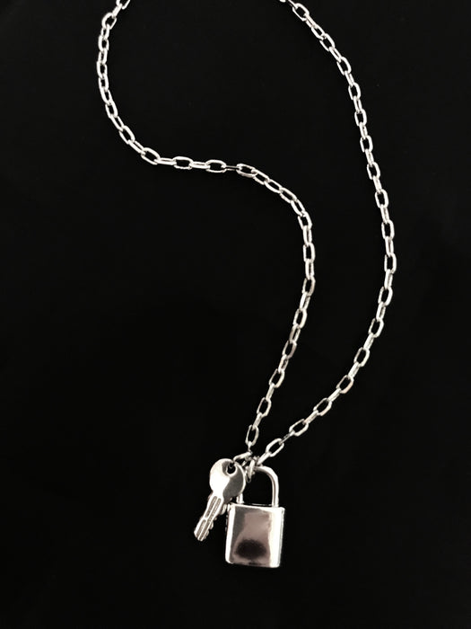 Padlock & Key Charm Necklace