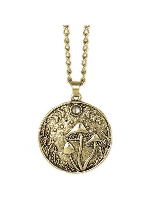 Mushrooms in the Moonlight Necklace | Brass Chain Pendant | Light Years