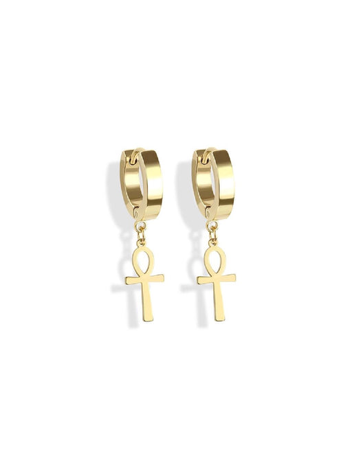 Ankh Charm Huggie Hoops | Gold Silver Earrings | Light Years Jewelry