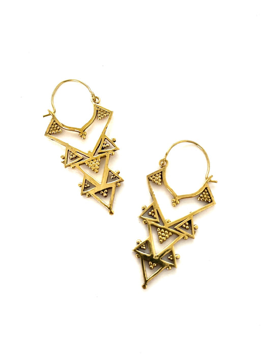 Teya Brass Hoop Earrings | Gold Statement Dangles | Light Years Jewelry