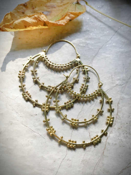 Gauri Brass Hoops | Gold Statement Earrings | Light Years Jewelry