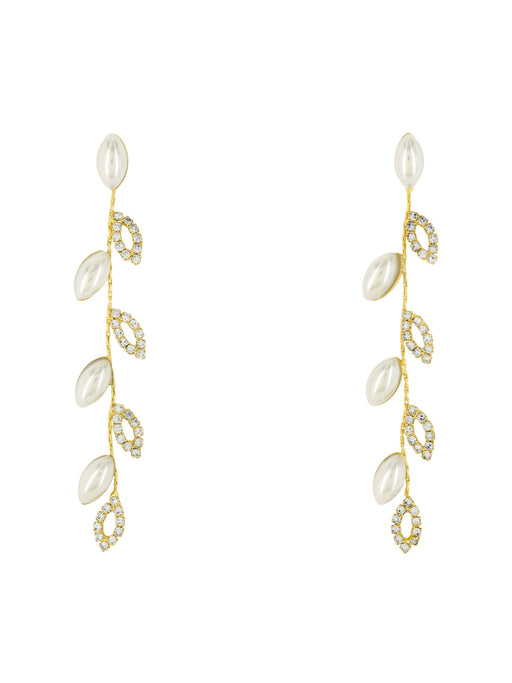 Pearl & CZ Vine Statement Earrings | Gold Plated Studs | Light Years