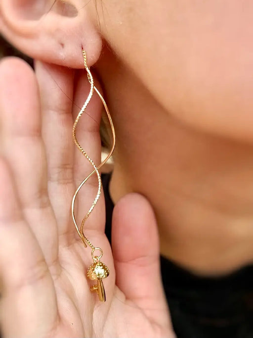 Mushroom Spiral Ear Threads | 18k Gold Plated Earrings | Light Years