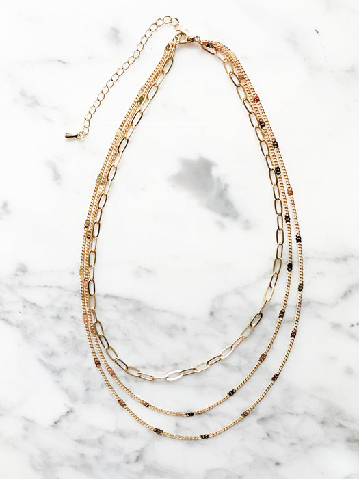 Triple Layer Chains Necklace | Gold Silver Plated | Light Years Jewelry