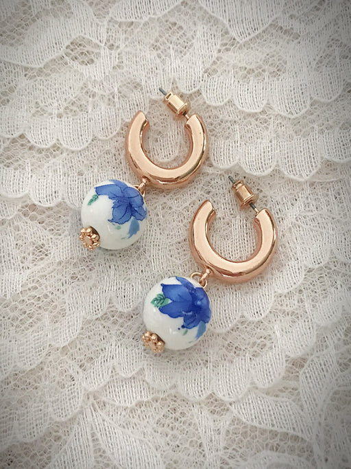 Garden Party Ceramic Bead Hoops | Gold Studs Earrings | Light Years Jewelry