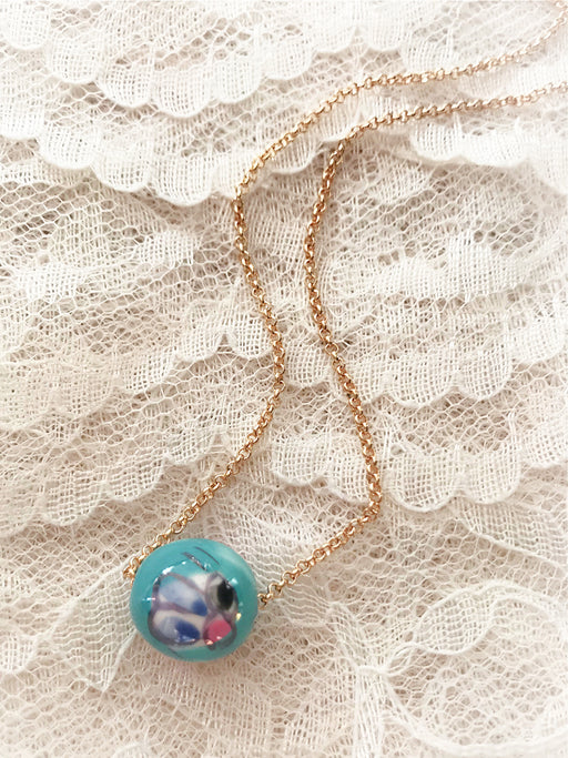 Painted Ceramic Bead Necklace | Gold Fashion Chain | Light Years Jewelry