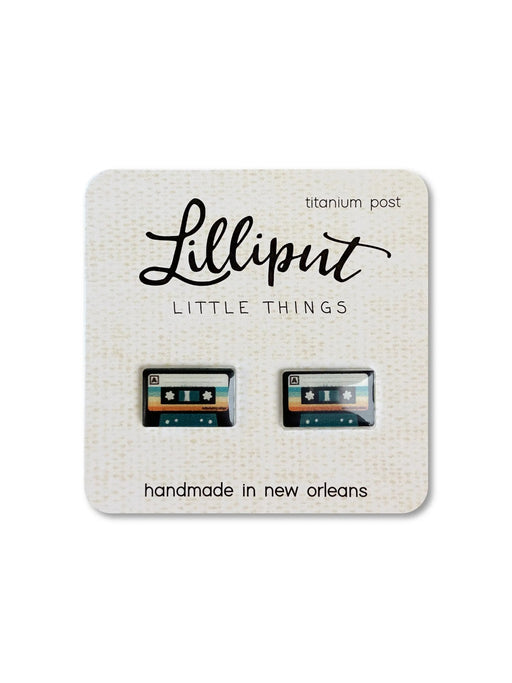 Vintage Cassette Tape Posts by Lilliput Little Things  Studs Earrings | Light Years