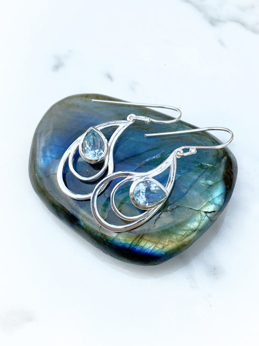 Gemstone Wing Dangles | Sterling Silver Blue Topaz Earrings | Light Years