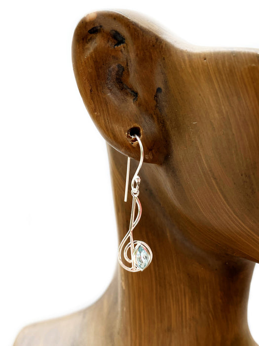 Gemstone Treble Clef Dangles | Peridot | Sterling Silver Earrings | Light Years