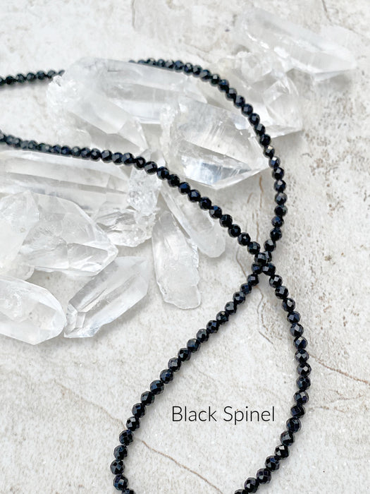 Faceted Gemstone Beaded Necklace | Black Spinel | Sterling Silver | Light Years Jewelry