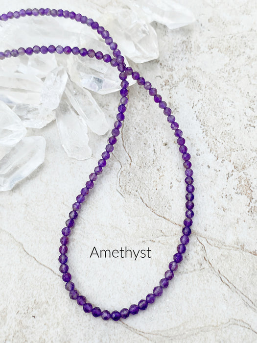 Faceted Gemstone Beaded Necklace | Amethyst | Sterling Silver | Light Years Jewelry