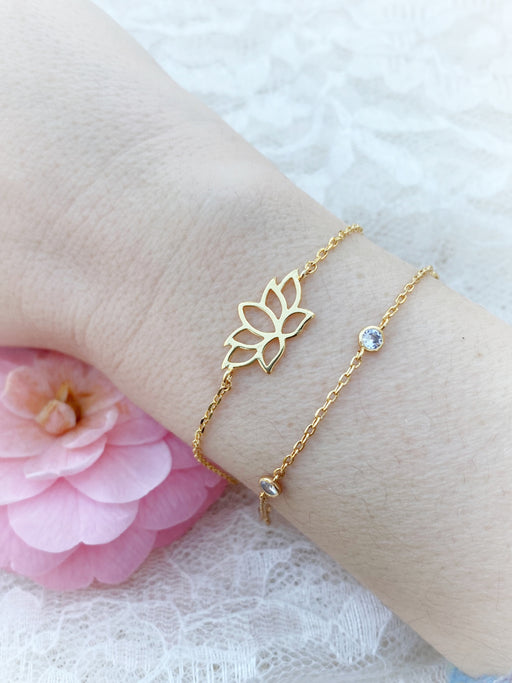 Lotus Outline Bracelet | Gold Plated Chain | Light Years Jewelry
