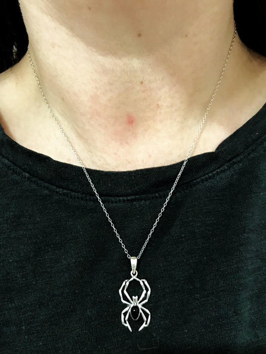 Onyx Spider Necklace | Sterling Silver Chain Pendant | Light Years Jewelry