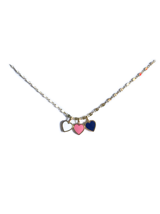 Triple Enamel Hearts Necklace