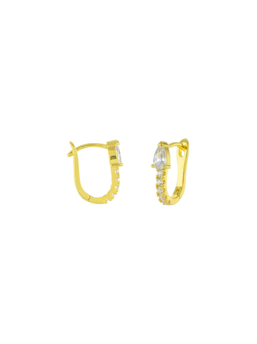 Elegant CZ Teardrop Huggie Hoops | Gold Plated Earrings | Light Years