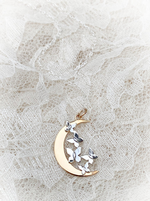Butterfly Moon Necklace | Sterling Silver Chain Pendant | Light Years
