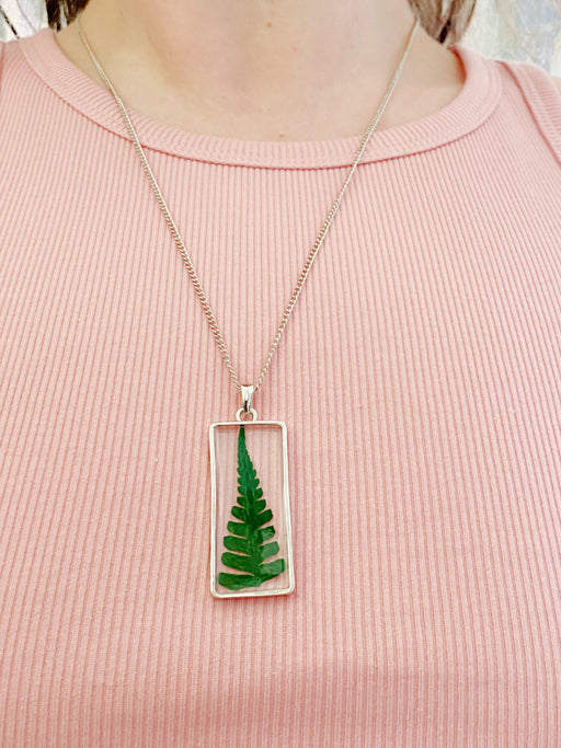 Pressed Fern Leaf Necklace | Silver Chain Pendant | Light Years Jewelry