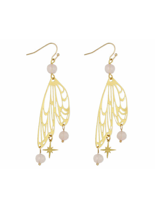 Beaded Butterfly Wing Statement Earrings | Gold Dangles | Light Years