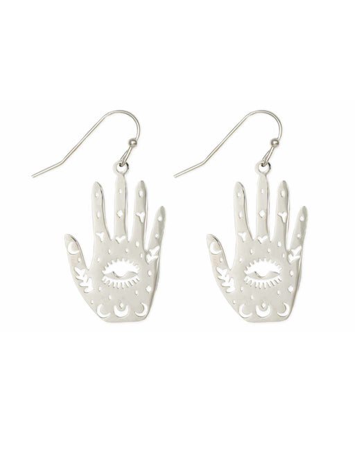Mystical Hand Dangles | Silver Tone Earrings | Light Years Jewelry