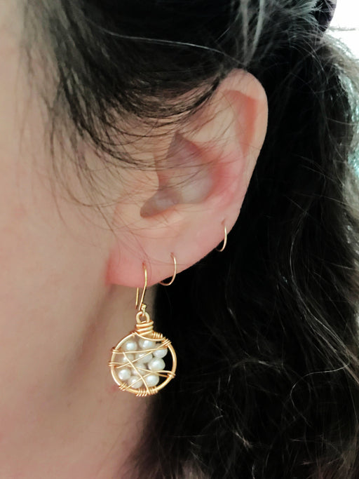 Woven Pearl Bead Earrings | Gold Silver Dangles | Light Years Jewelry