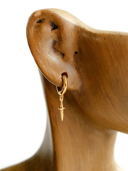 Tiny Dagger Huggie Hoops | Gold Plated Earrings | Light Years Jewelry