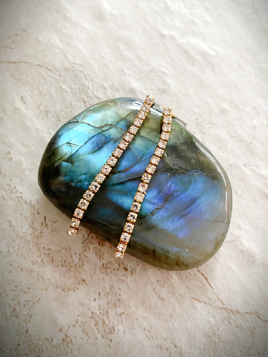 Linear CZ Posts | Gold Plated Statement Studs Earrings | Light Years