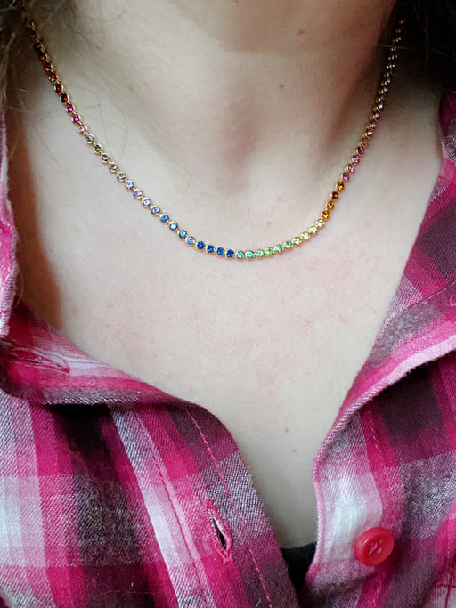 Rainbow CZ Collar Necklace | Gold Plated Chokers | Light Years Jewelry