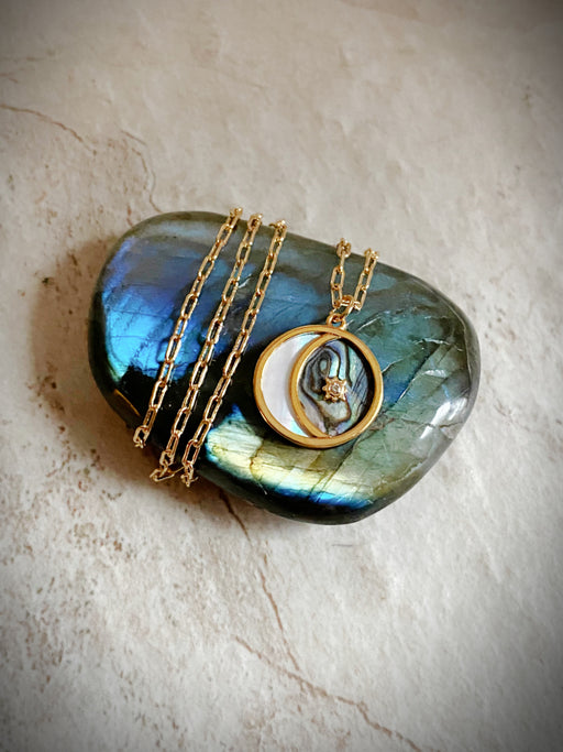 Shell Crescent Moon Necklace | Gold Plated Paperclip Chain | Light Years