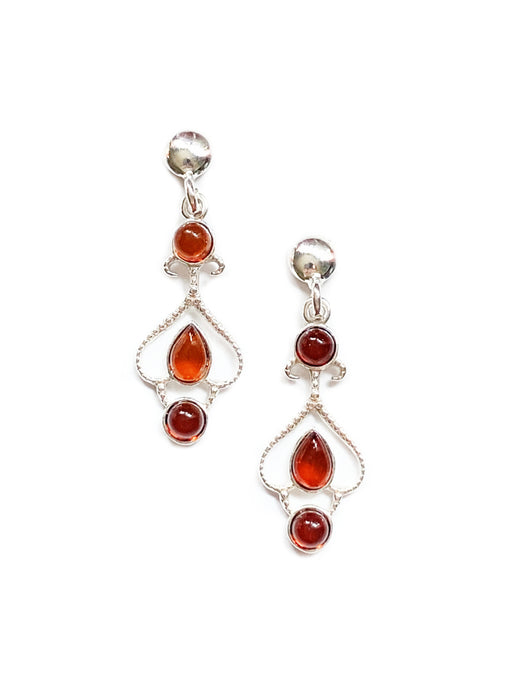 Ornate Amber Drop Posts | Sterling Silver Stud Earrings | Light Years