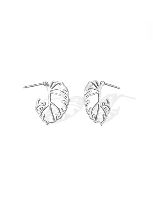 Monstera Leaf Posts by boma | Sterling Silver Studs Earrings | Light Years