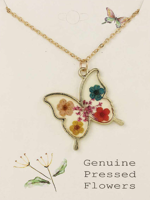 Pressed Flower Butterfly Necklace | Gold Fashion Necklace | Light Years