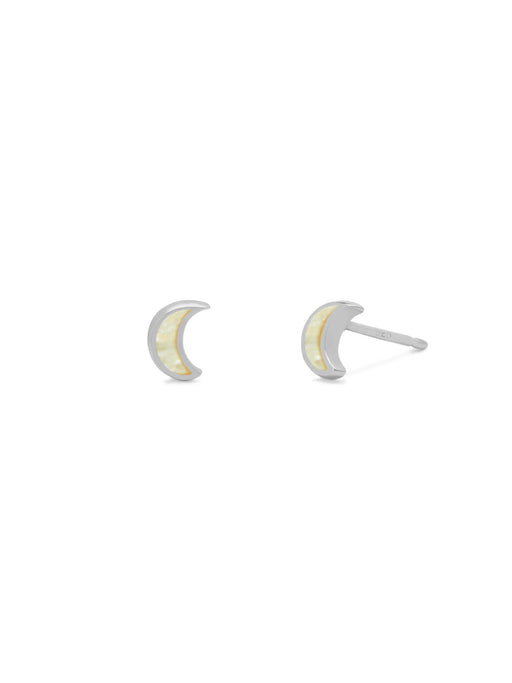Mother of Pearl Crescent Moon Posts | Sterling Silver Stud Earrings | Light Years