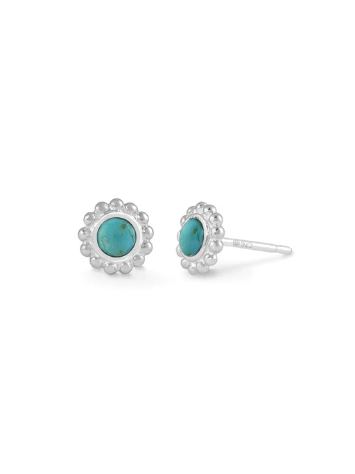 Flower Stone Post Earrings | Turquoise | Sterling Silver Studs Earrings | Light Years