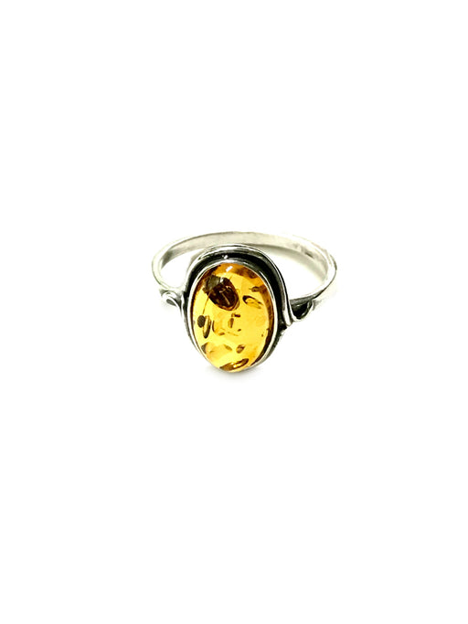 Classic Baltic Amber Ring | Sterling Silver Sizes 6 7 8 9 | Light Years