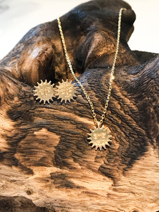 Happy Sun Necklace | Gold Plated Chain Pendant | Light Years Jewelry 