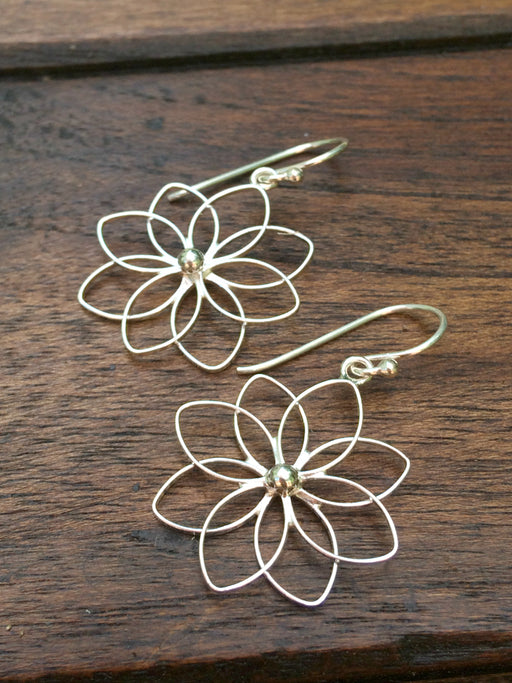Open Flower Earrings | Sterling Silver Dangles | Light Years Jewelry
