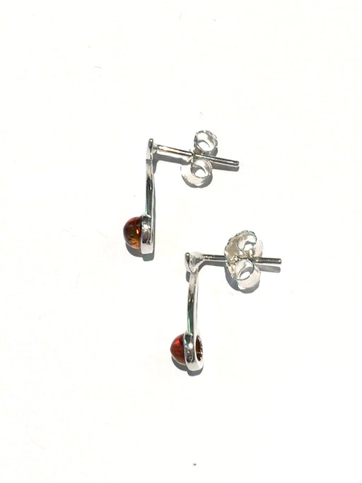 Amber Music Note Post Earrings | Sterling Silver Studs | Light Years