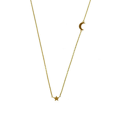 Floating Star & Moon Necklace | Gold Plated | Light Years Jewelry