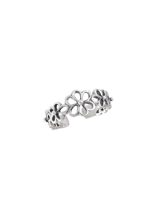 Open Flowers Adjustable Toe Ring | Sterling Silver | Light Years Jewelry
