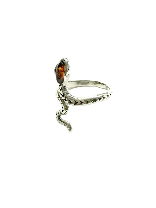 Baltic Amber Snake Ring | Sterling Silver Size 6 7 8 9 10 | Light Years