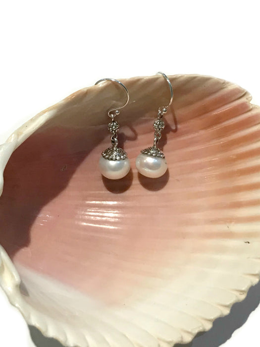 Freshwater Pearl Drop Dangles | Sterling Silver Earrings | Light Years