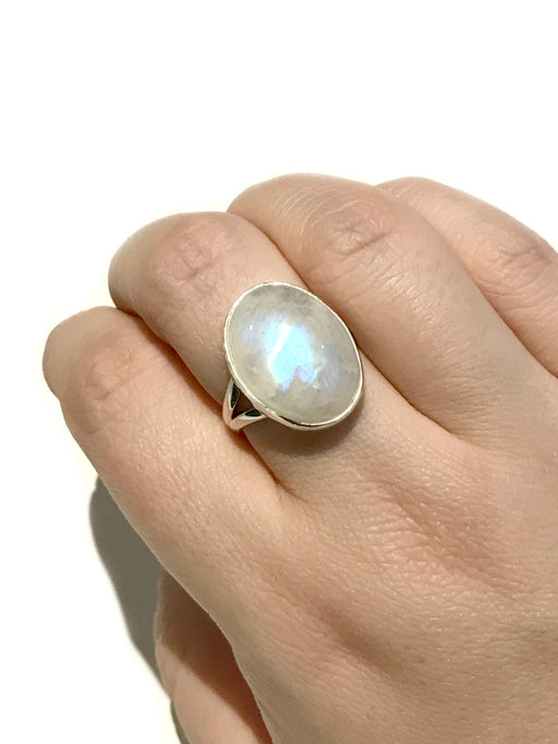 Moonstone Cabochon Ring | Size 7 8 9 Sterling Silver | Light Years 