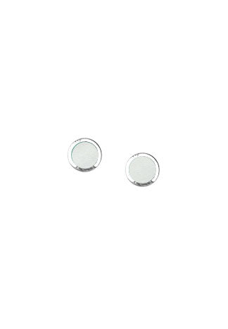 Round Stone Posts | Mother of Pearl | Sterling Silver Stud Earrings | Light Years Jewelry