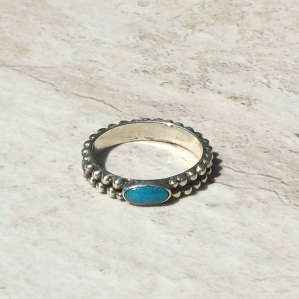 Silver & Turquoise Handmade Band | Sterling Silver Navajo | Light Years