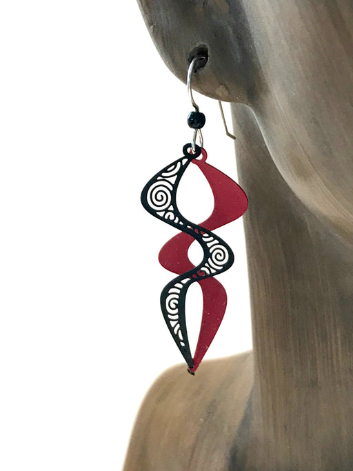 Red & Black Helix Dangles by Adajio | Sterling Silver | Light Years