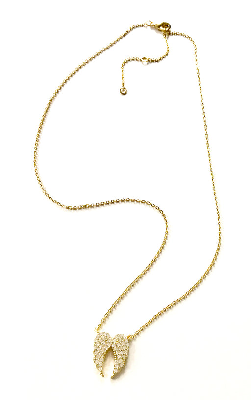 Angel Wing Necklace | Pave CZ White Gold Silver Chain | Light Years