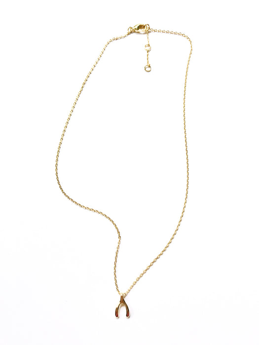 Wishbone Choker Necklace | Gold Plated Chain Charm Pendant | Light Years