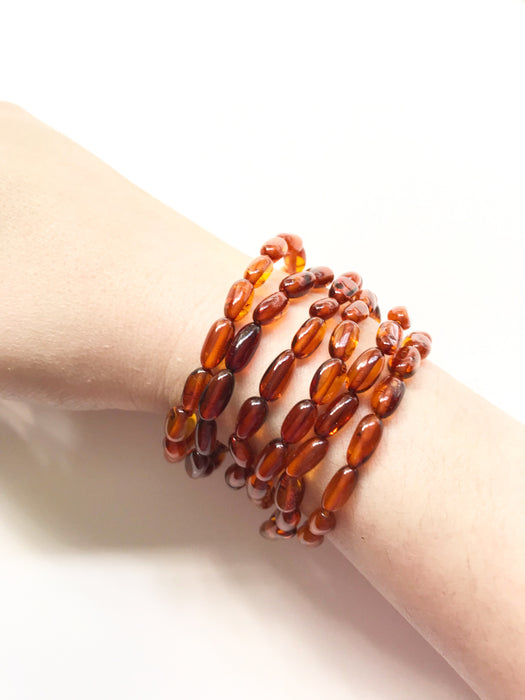 Beaded Amber Stretch Bracelets | Baltic Poland Stacking | Light Years